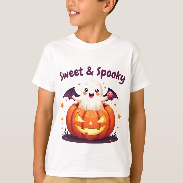 T-shirt-shirt för kute halloween-spökpumprutans ko t shirt (Framsida)
