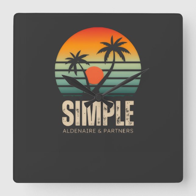 T-shirt Simple Sunset - Tropical vibes design Fyrkantig Klocka (Framsida)