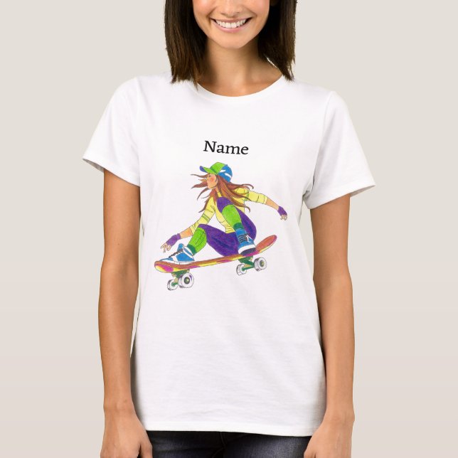 T-shirt Skateboarder Girl (Framsida)