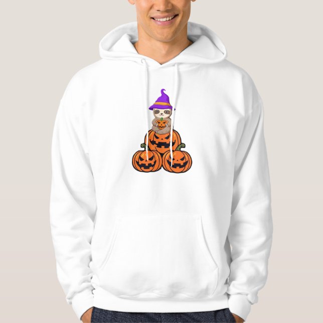 T-shirt Sloth Halloween Premium Hoodie (Framsida)