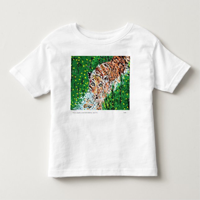 T-Shirt: Småbarn Teckning i en tiger T Shirt (Framsida)