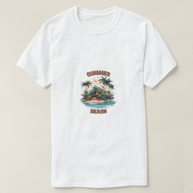 T-Shirt Sommar Strand Tropisk Ödesign (Design framsida)