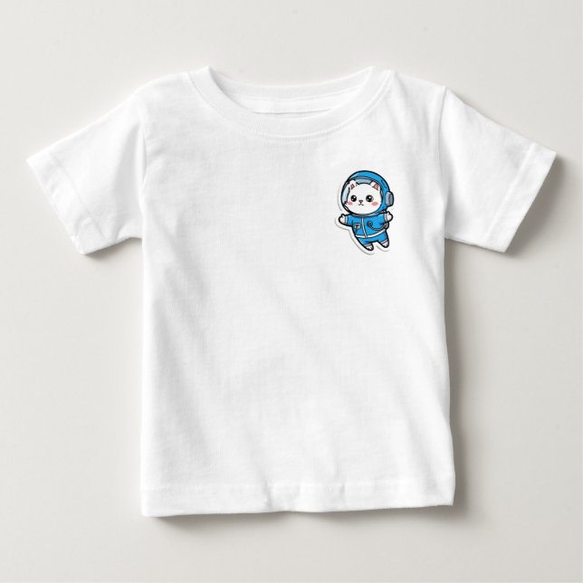 T-Shirt Söt Astronaut Katt Kawaii För Bebis (Framsida)