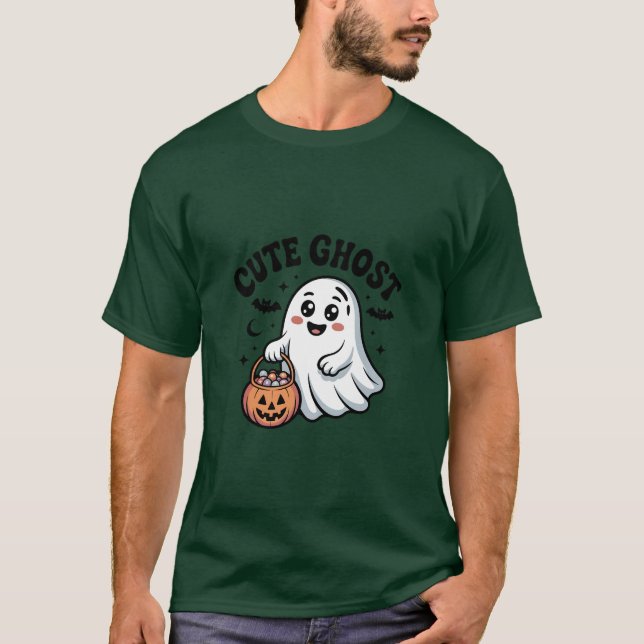 T-Shirt Söt Spök Halloween Godis Tecknad (Framsida)