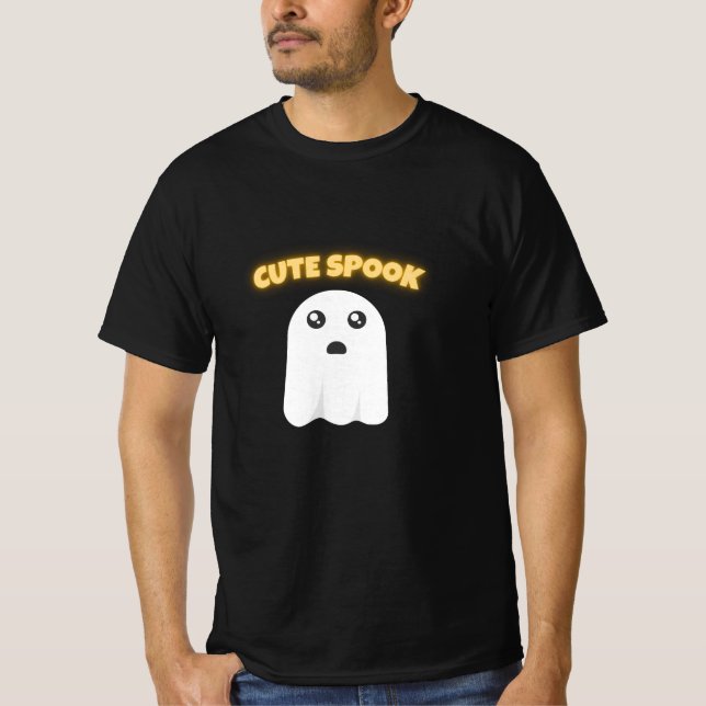 T-Shirt Söt Spöke | Minimalistisk Kawaii Spöke Hal (Framsida)
