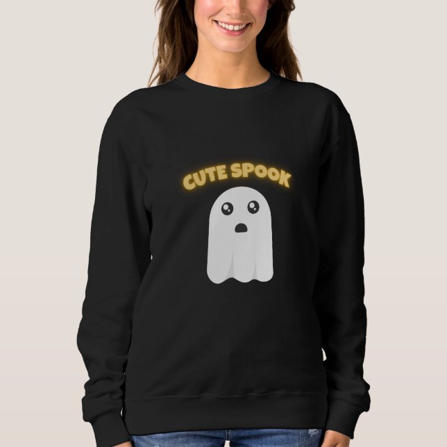 T-Shirt Söt Spöke | Minimalistisk Kawaii Spöke Hej (Framsida)