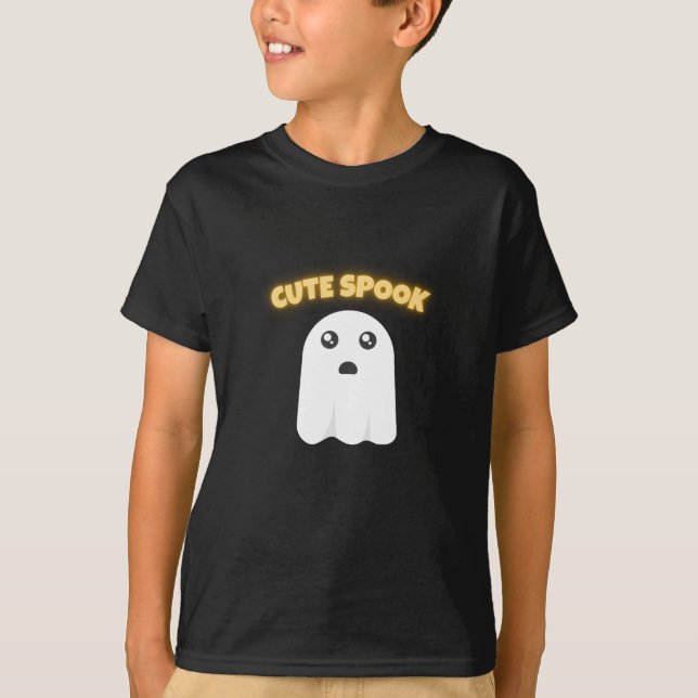 T-Shirt Söt Spöke | Minimalistisk Kawaii Spöke Hej (Framsida)