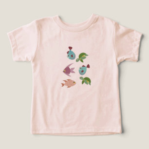 T-Shirt Söta Havsvänner Barn T-Shirt – Färgrik