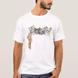 T-Shirt Söta Katter Som Kikar Anpassad Monogram T-