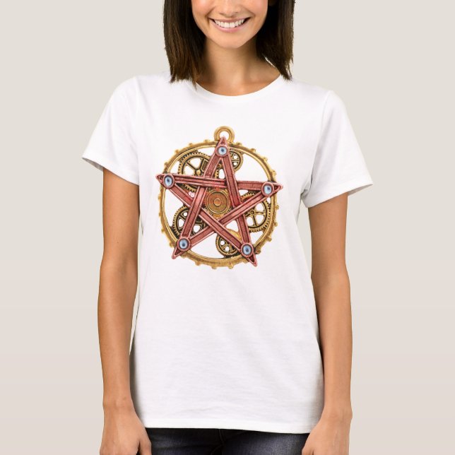 T-Shirt Steampunk Pentagram Symbol (Framsida)