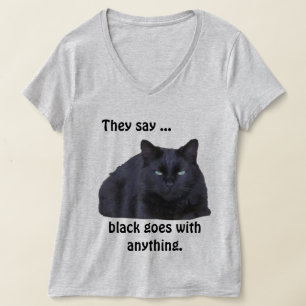 T-shirt - svart går med allt katt