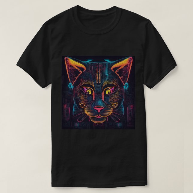 T-shirt,Svart, Katt Ansikte T Shirt (Design framsida)