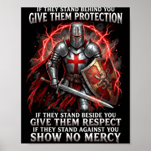T-Shirt Tempelriddare Krigare Skydd Respekt Poster