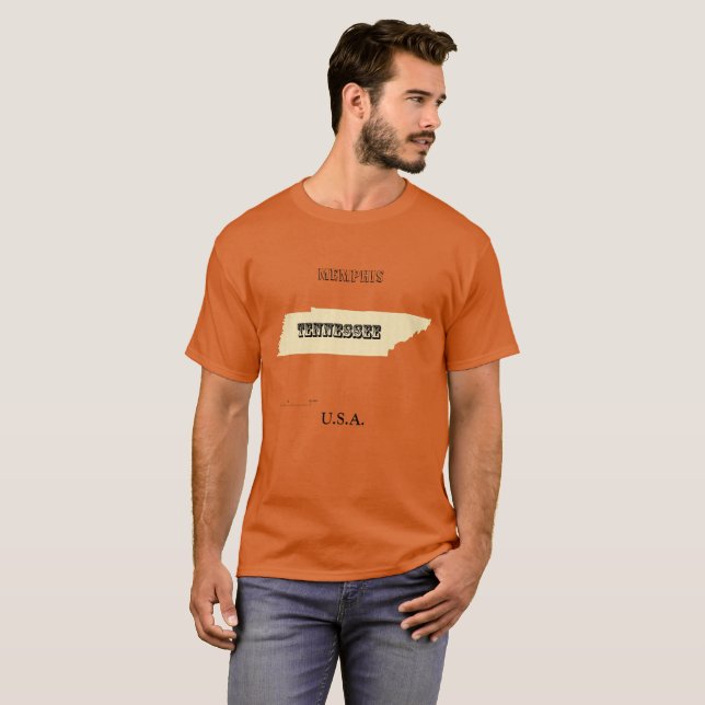 T-shirt - Tennessee Karta med City (Hel framsida)