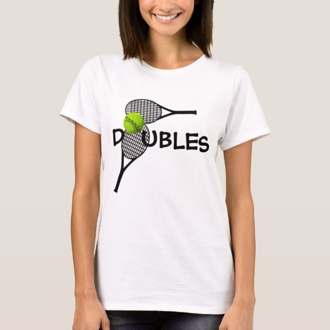 T shirt Tennis Boll Racket Dubbla Team Game (Framsida)