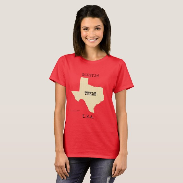 T-shirt - Texas Karta med City (Hel framsida)