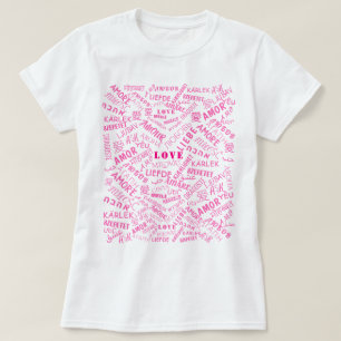 T-Shirt Text Kärlek Multi Language Ord ditt Färg