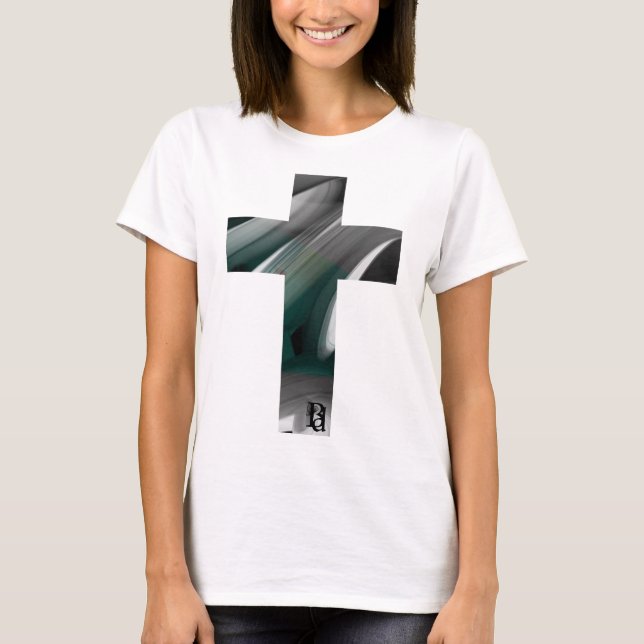 T-Shirt Trend Abstrakt Art Black White-Grönt (Framsida)