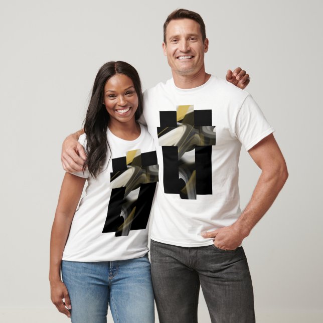T-Shirt Trend Abstrakt Art Black White Guld (Unisex)