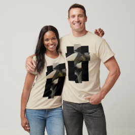 T-Shirt Trend Abstrakt Art Black White Guld