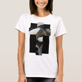 T-Shirt Trend Abstrakt Konst Svart Vitt Guld