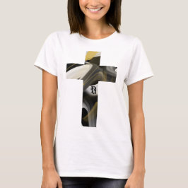 T-Shirt Trend Abstrakt Konst Svart Vitt Guld