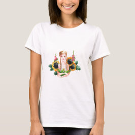 T-shirt-trendiget anpassat . Flickor med blommor T Shirt