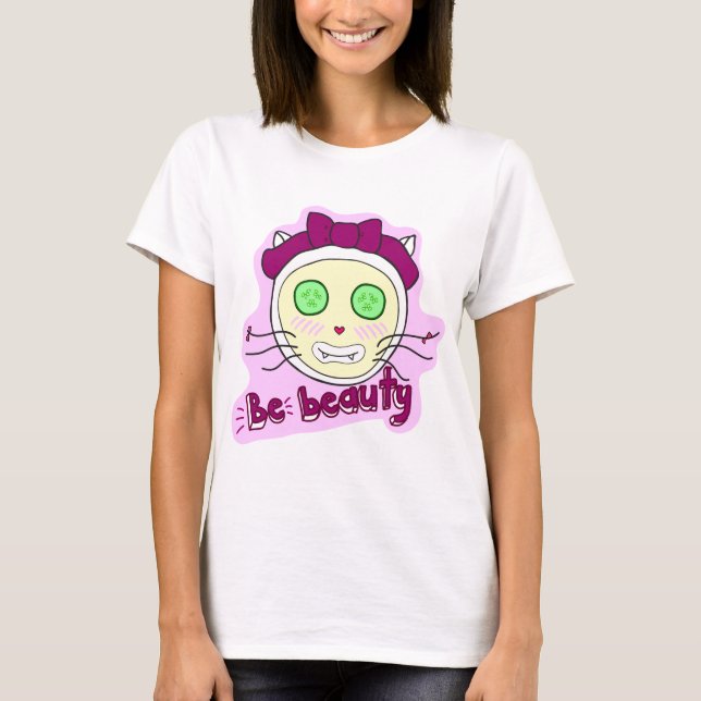 T-shirt. Trendigets anpassade leende lycklig-katt T Shirt (Framsida)