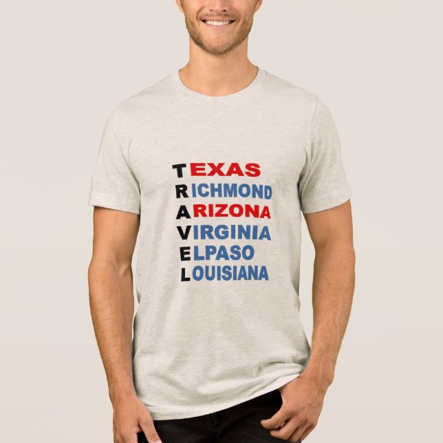 T-shirt Tri blend avoine  TRAVEL  USA  (Framsida)