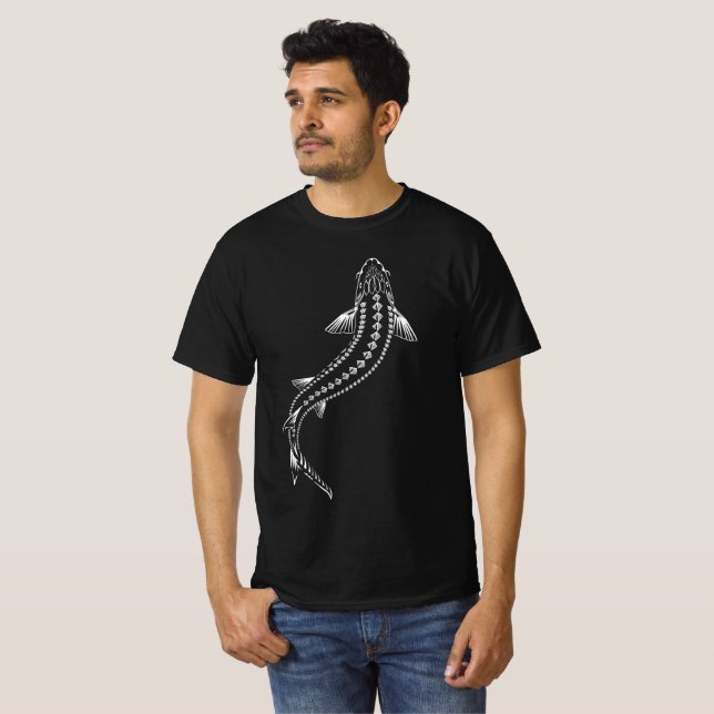 T-SHIRT-TRIBAL STURGEON FISH-SWIMMING STURGEON T SHIRT (Hel framsida)