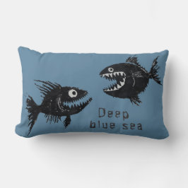 T-shirt Two scary fish, tattoo style, personalized Lumbarkudde