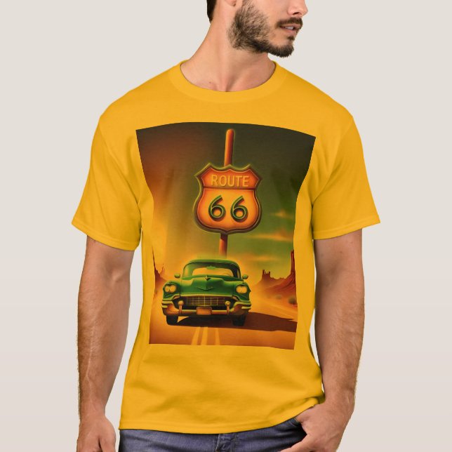 T-shirt unisexe, couleur, imprimé ROUTE 66 (Framsida)