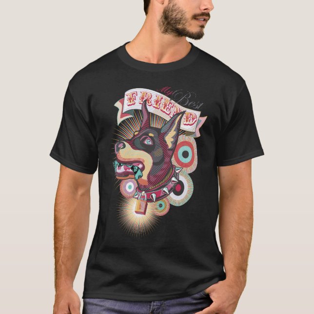 T-shirt Unissex – Urban Loyalty Doberman Pop-Art  (Framsida)