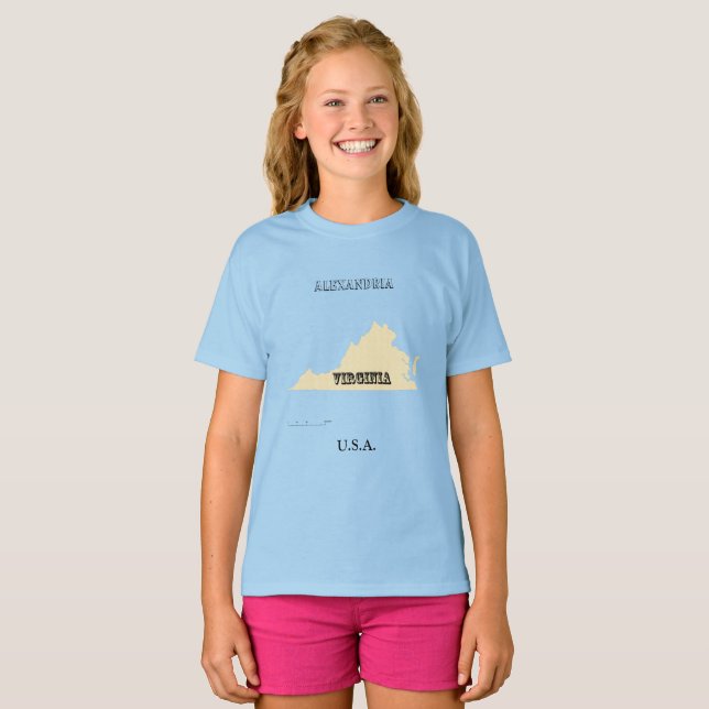 T-shirt - Virginia Karta med City (Hel framsida)