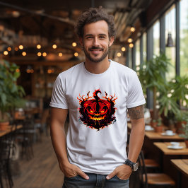 T-shirt visage citrouille flamme, Halloween