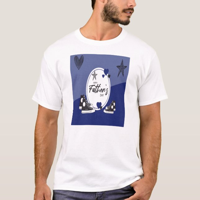 T Shirt White Blue Pappa och Kids Shoes T-Shirt (Framsida)