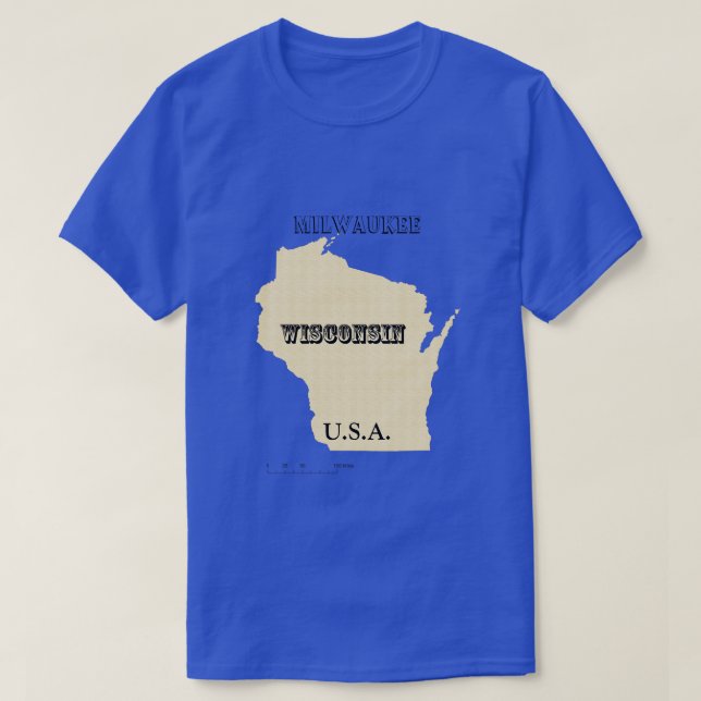 T-shirt - Wisconsin Karta med City (Design framsida)