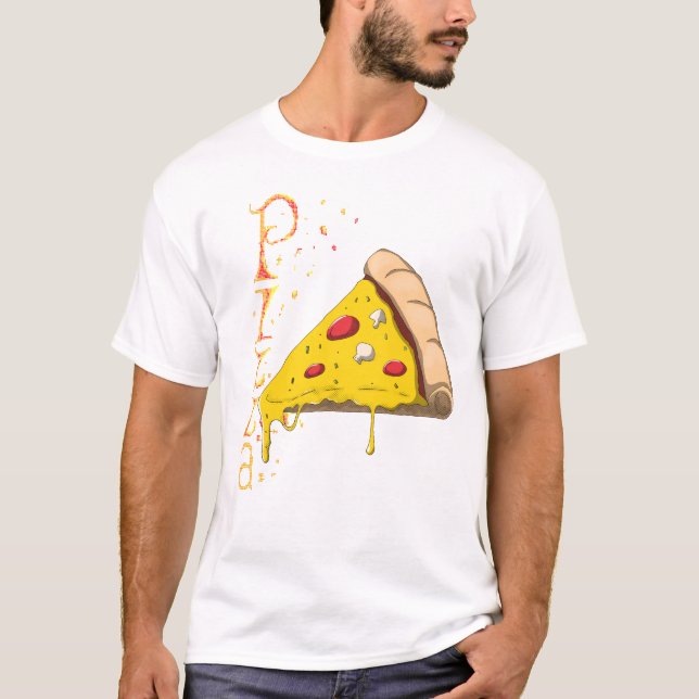 T-shirt with artistic print of Specter Pizza.  (Framsida)