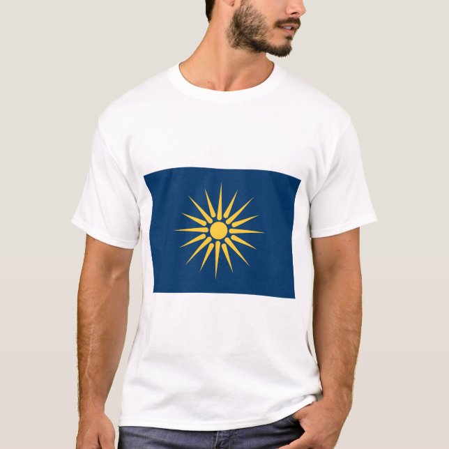 T Shirt with Flag of Macedonia, Greece (Framsida)