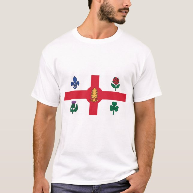 T Shirt with Flag of Montreal, Canada (Framsida)