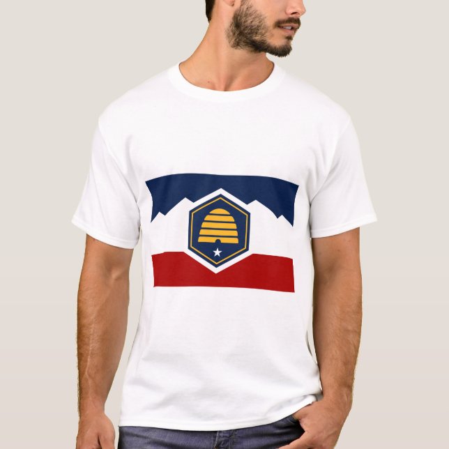 T Shirt with Flag of Utah, USA (Framsida)