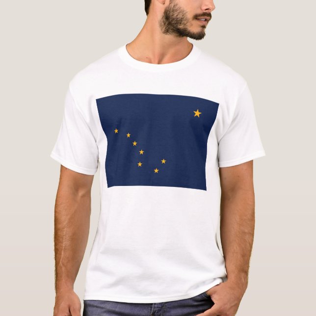 T Shirt with Flagga of Alaska State USA (Framsida)