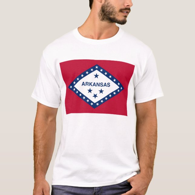T Shirt with Flagga of Arkansas State USA (Framsida)