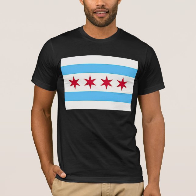 T Shirt with Flagga of Chicago, USA (Framsida)