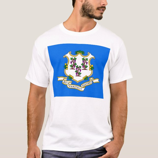 T Shirt with Flagga of Connecticut State USA (Framsida)