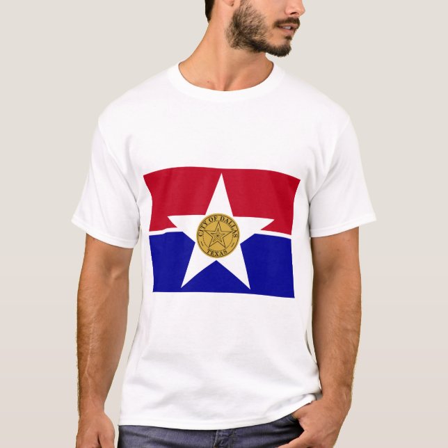 T Shirt with Flagga of Dallas, Texas, USA (Framsida)