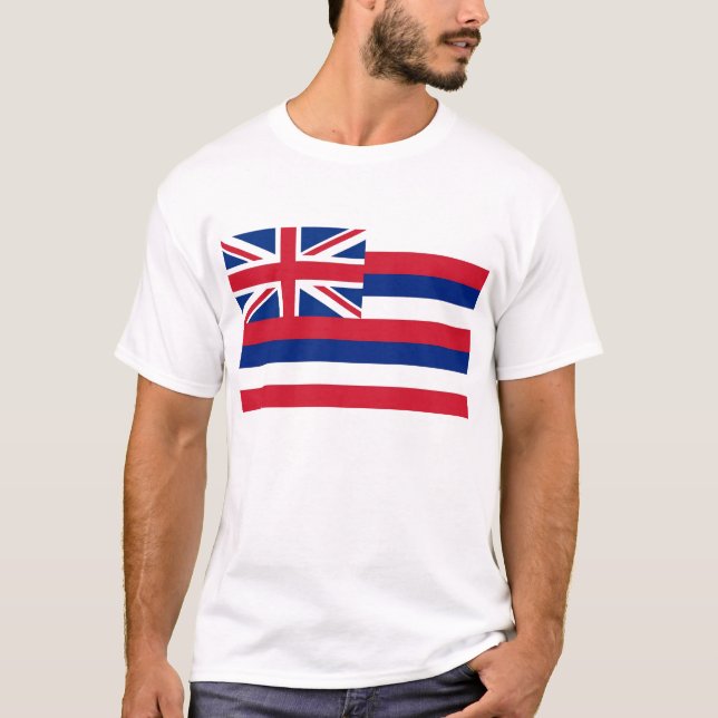 T Shirt with Flagga of Hawaii State USA (Framsida)