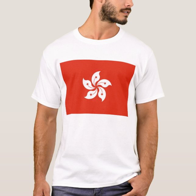 T Shirt with Flagga of Hong Kong, China (Framsida)