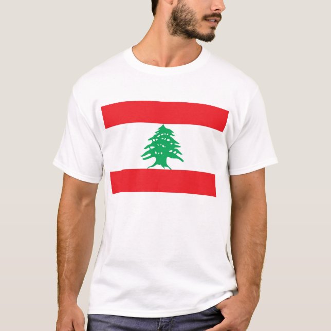 T Shirt with Flagga of Libanon (Framsida)