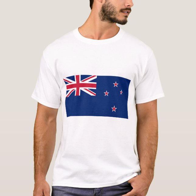 T Shirt with Flagga of New Zealand (Framsida)